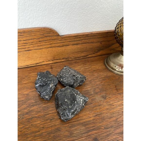 Black Obsidian Chunks Raw Black Obsidian Natural 3 Pieces - Picture 1 of 3